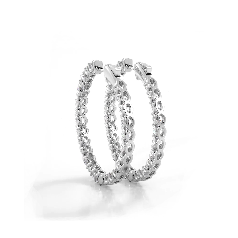 2.30 ctw. Inside Out U Prong Diamond Medium Hoop Earrings - 14K White Gold - F-G Color VS1-VS2 Clarity