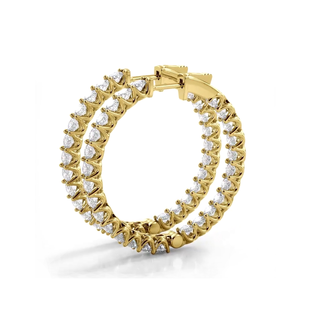 2.30 ctw. Inside Out U Prong Diamond Medium Hoop Earrings - 14K Yellow Gold - H-I Color I1-I2 Clarity