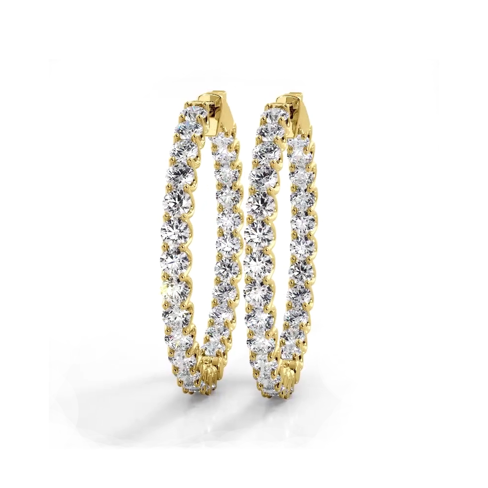 2.30 ctw. Inside Out U Prong Diamond Medium Hoop Earrings - 14K Yellow Gold - E-F Color VS1-VS2 Clarity