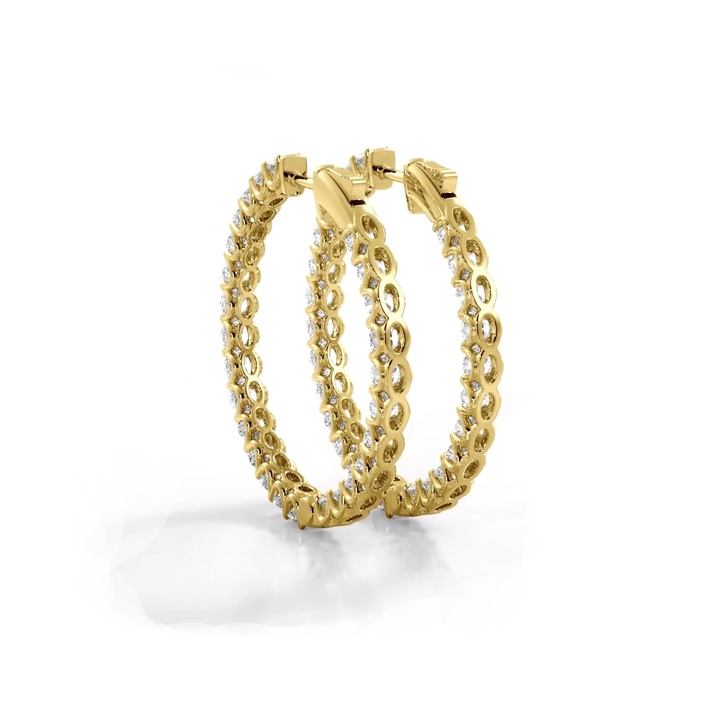 2.30 ctw. Inside Out U Prong Diamond Medium Hoop Earrings - 14K Yellow Gold - G-H Color SI1-SI2 Clarity