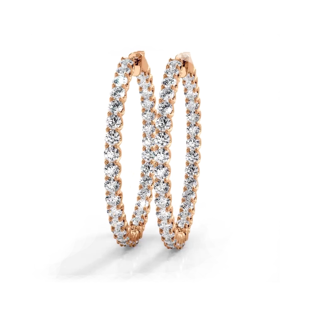 4.70 ctw. Inside Out U Setting Diamond Hoop Earrings - 14K Yellow Gold - F-G Color VS1-VS2 Clarity