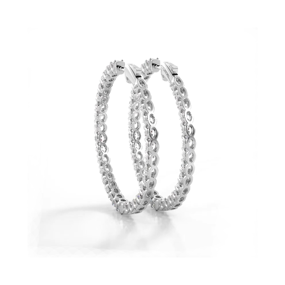 4.70 ctw. Inside Out U Setting Diamond Hoop Earrings - 14K White Gold - F-G Color VS1-VS2 Clarity