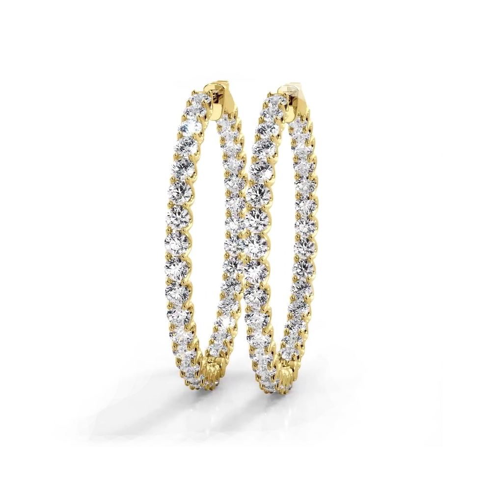 4.70 ctw. Inside Out U Setting Diamond Hoop Earrings - 14K Yellow Gold - E-F Color VS1-VS2 Clarity