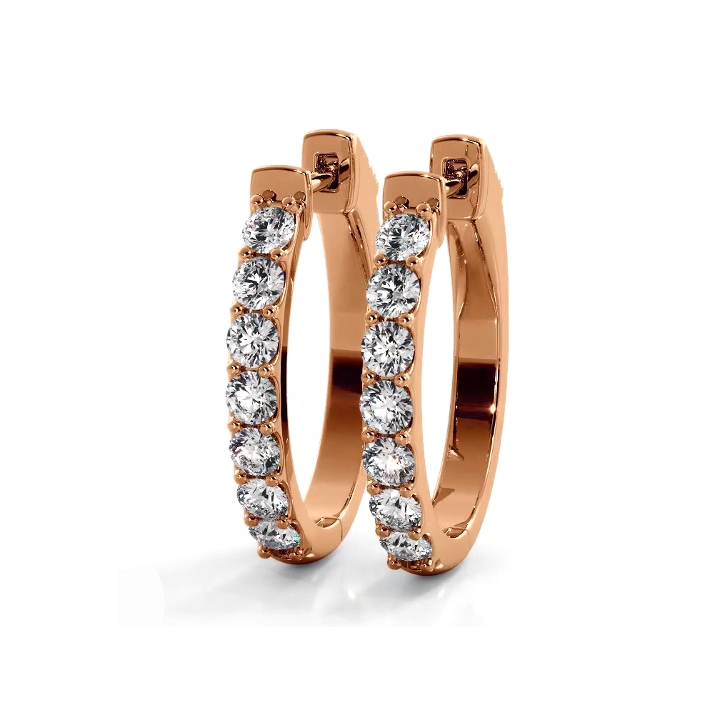 1.0 ctw. Diamond Hoop Earrings Classic Shared Prong Design - 14K Yellow Gold - F-G Color VS1-VS2 Clarity