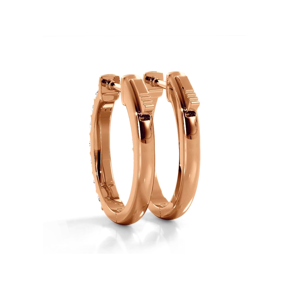 1.0 ctw. Diamond Hoop Earrings Classic Shared Prong Design - 14K Rose Gold - H-I Color I1-I2 Clarity