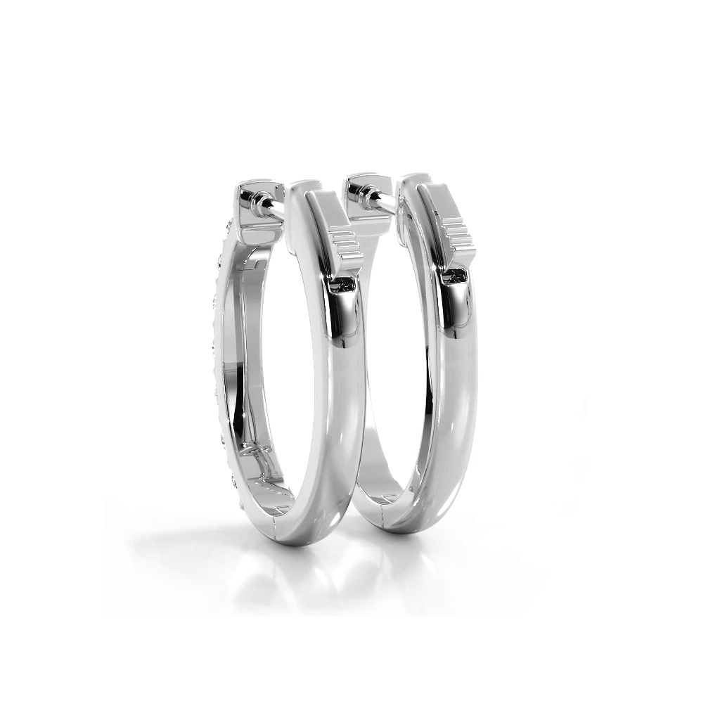 1.0 ctw. Diamond Hoop Earrings Classic Shared Prong Design - 14K White Gold - G-H Color SI1-SI2 Clarity