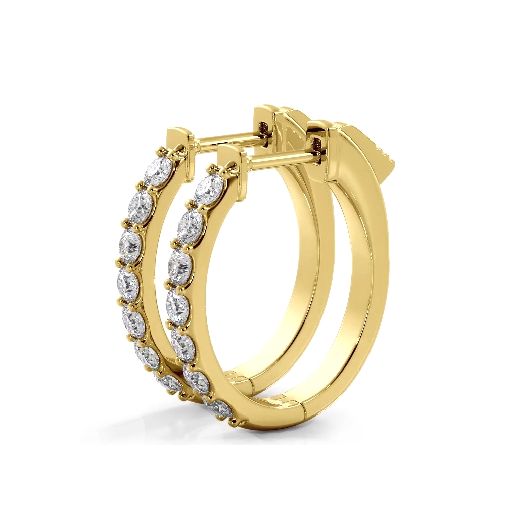 1.0 ctw. Diamond Hoop Earrings Classic Shared Prong Design - 14K Yellow Gold - H-I Color I1-I2 Clarity