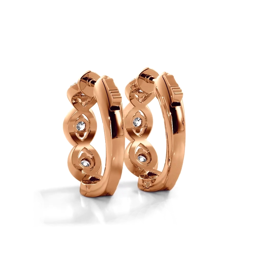Infinity Style 1.0 ctw. Diamond Hoop Earrings - 14K Rose Gold - H-I Color I1-I2 Clarity