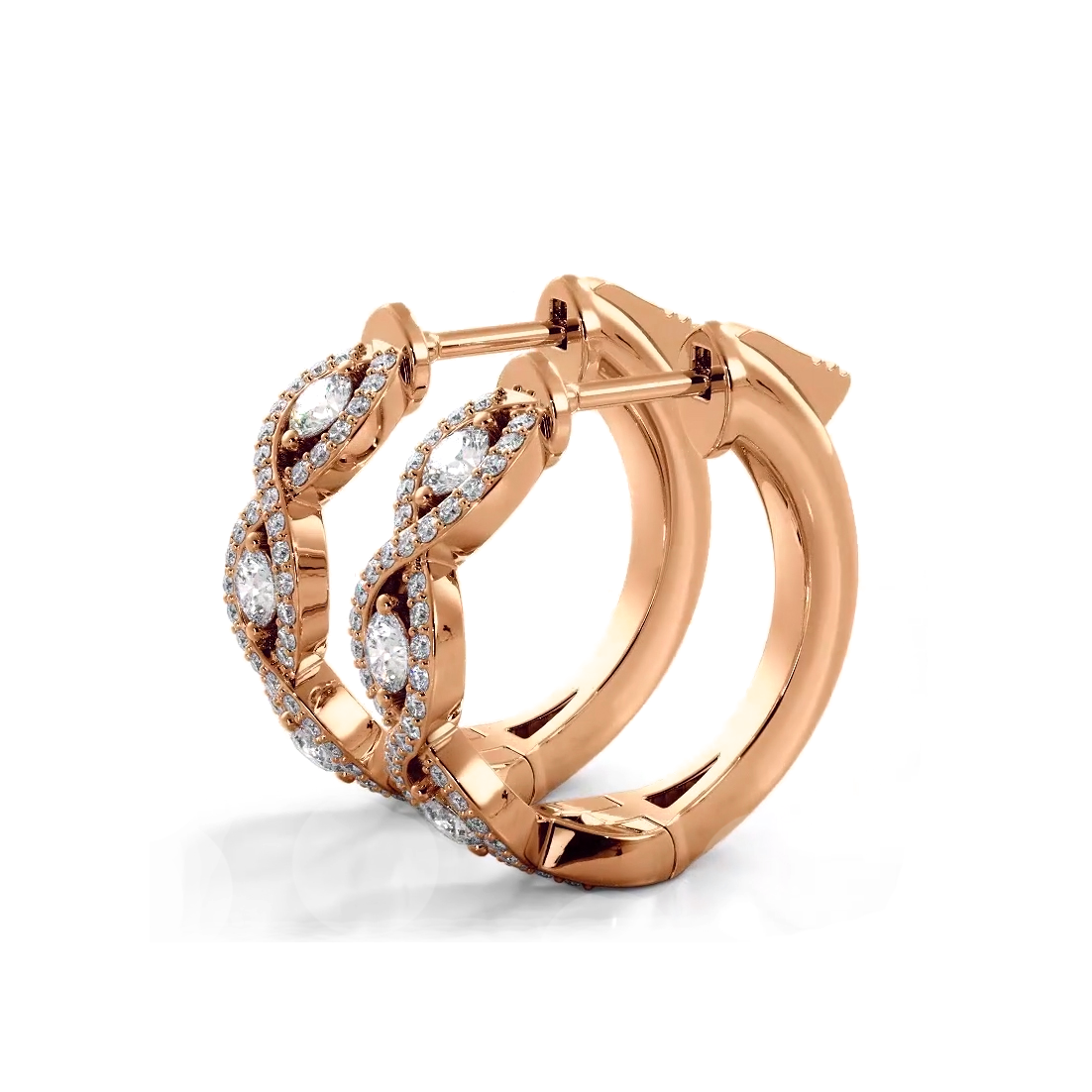 Infinity Style 1.0 ctw. Diamond Hoop Earrings - 14K Rose Gold - E-F Color VS1-VS2 Clarity