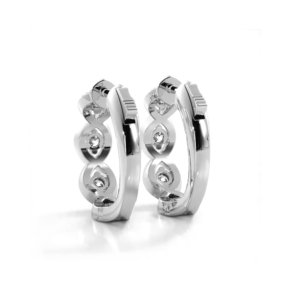 Infinity Style 1.0 ctw. Diamond Hoop Earrings - 14K White Gold - F-G Color VS1-VS2 Clarity