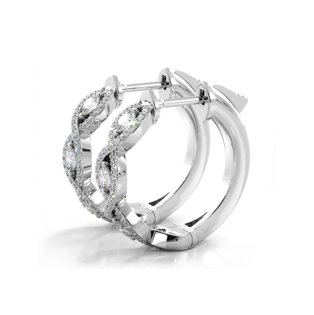 Infinity Style 1.0 ctw. Diamond Hoop Earrings - 14K White Gold - H-I Color I1-I2 Clarity