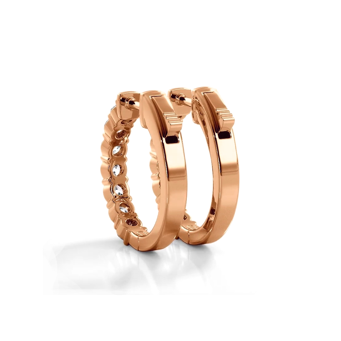 Classic 1.50 ctw. Round Diamond Hoop Earrings - 14K Rose Gold - H-I Color I1-I2 Clarity