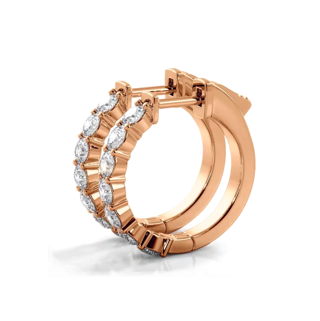 Classic 1.50 ctw. Round Diamond Hoop Earrings - 14K Rose Gold - E-F Color VS1-VS2 Clarity