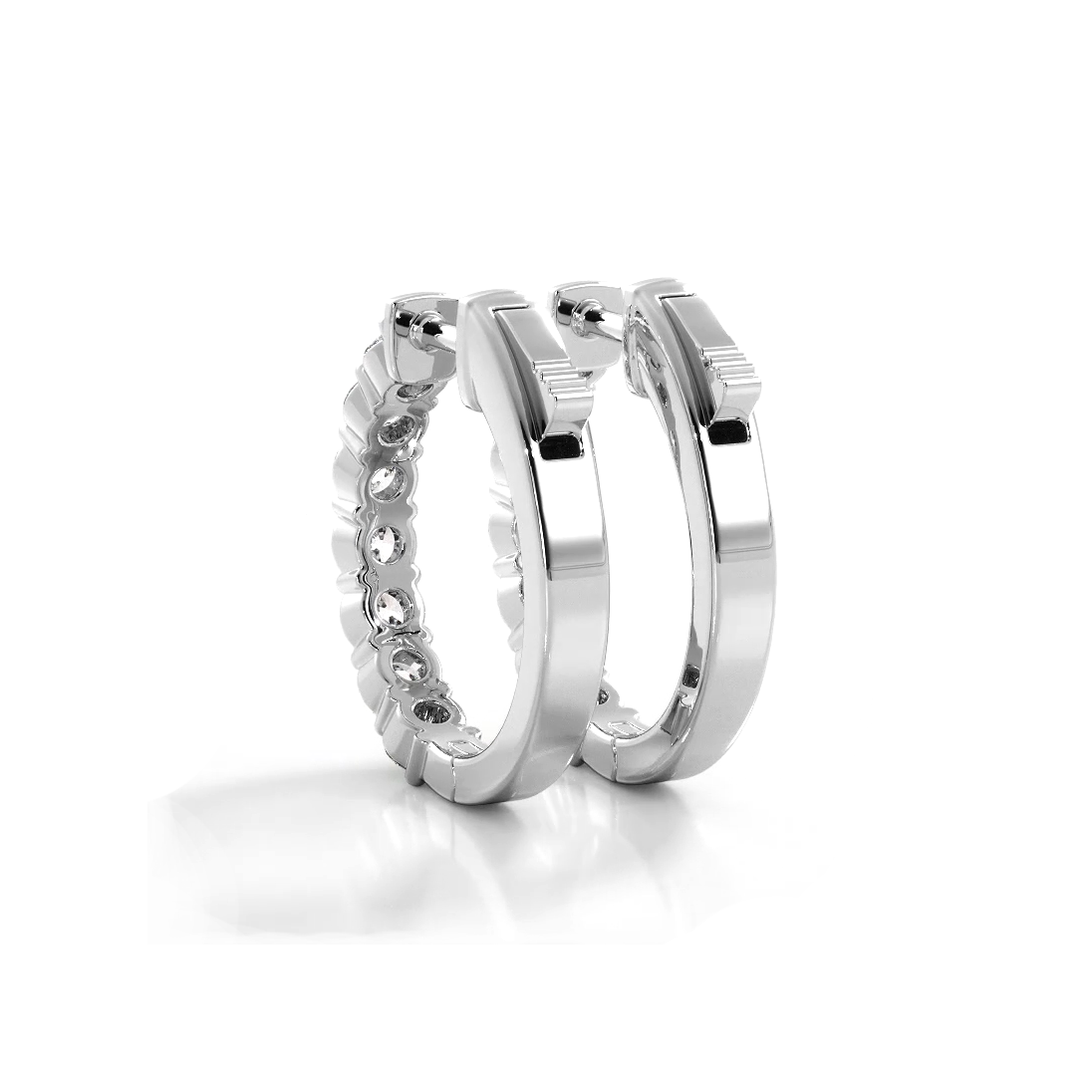 Classic 1.50 ctw. Round Diamond Hoop Earrings - 14K White Gold - G-H Color SI1-SI2 Clarity