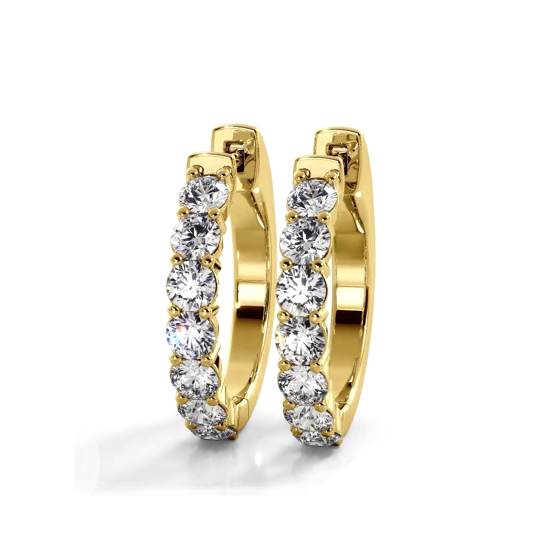 Classic 1.50 ctw. Round Diamond Hoop Earrings - 14K Yellow Gold - E-F Color VS1-VS2 Clarity