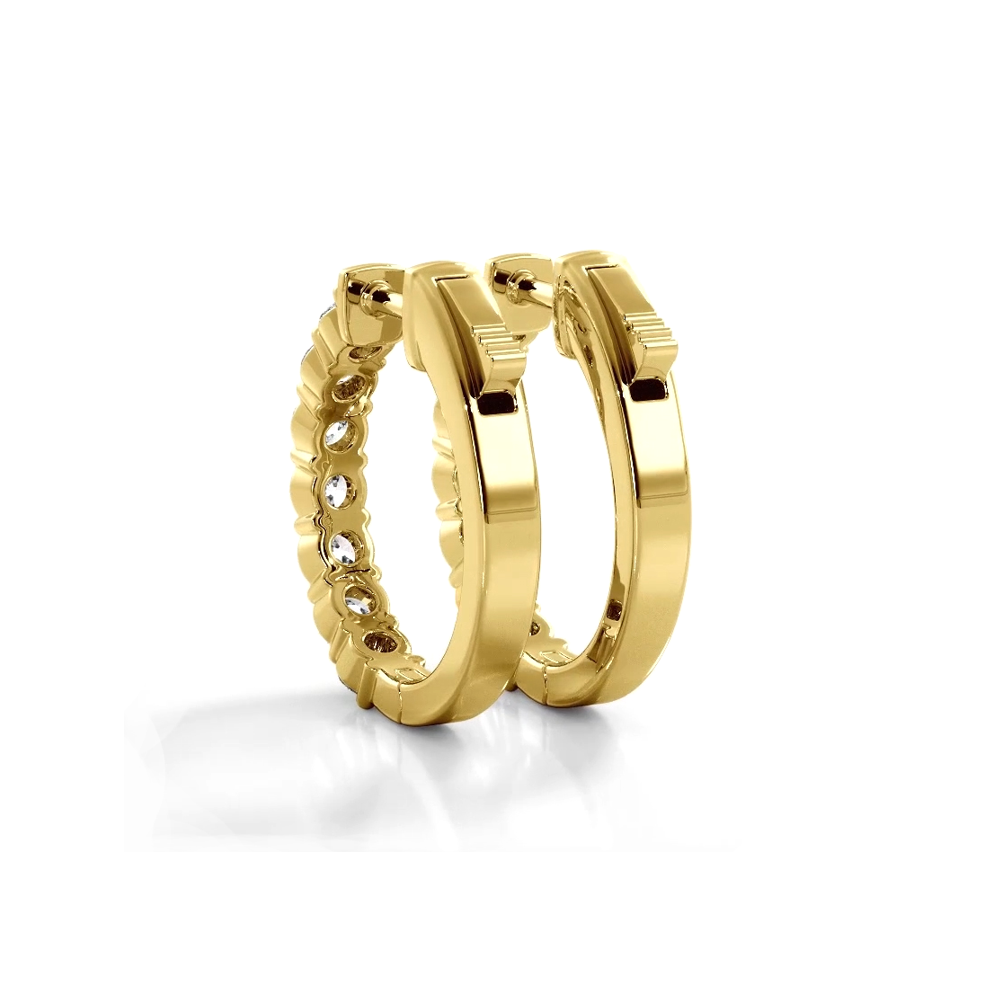 Classic 1.50 ctw. Round Diamond Hoop Earrings - 14K Yellow Gold - G-H Color SI1-SI2 Clarity