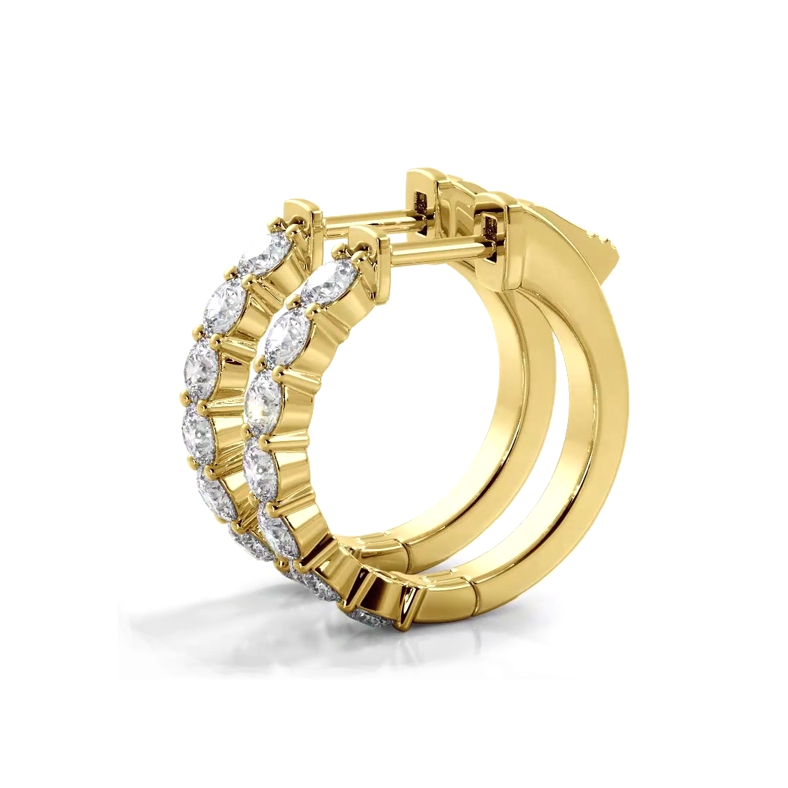 Classic 1.50 ctw. Round Diamond Hoop Earrings - 14K Yellow Gold - H-I Color I1-I2 Clarity