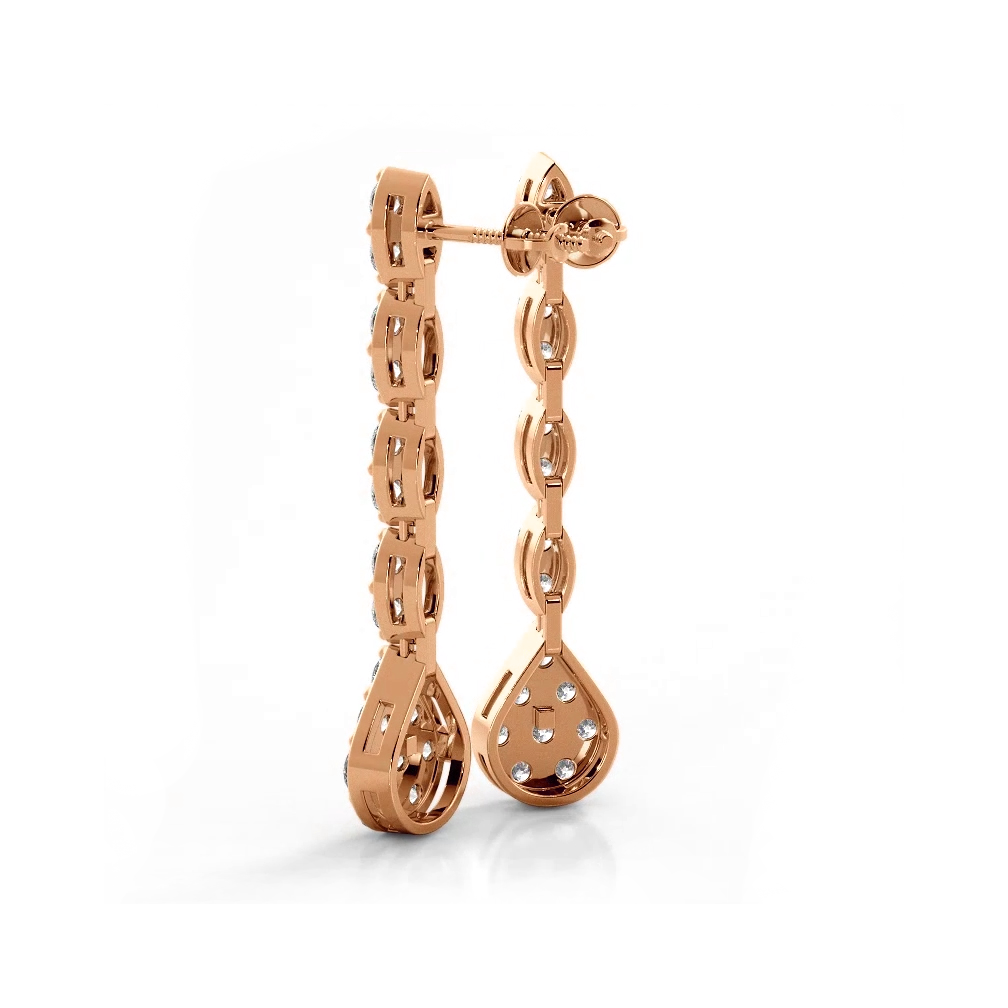 2.0 ctw. Round Diamond Sparkling Pear Drop Cluster Earrings - 14K Rose Gold - F-G Color VS1-VS2 Clarity