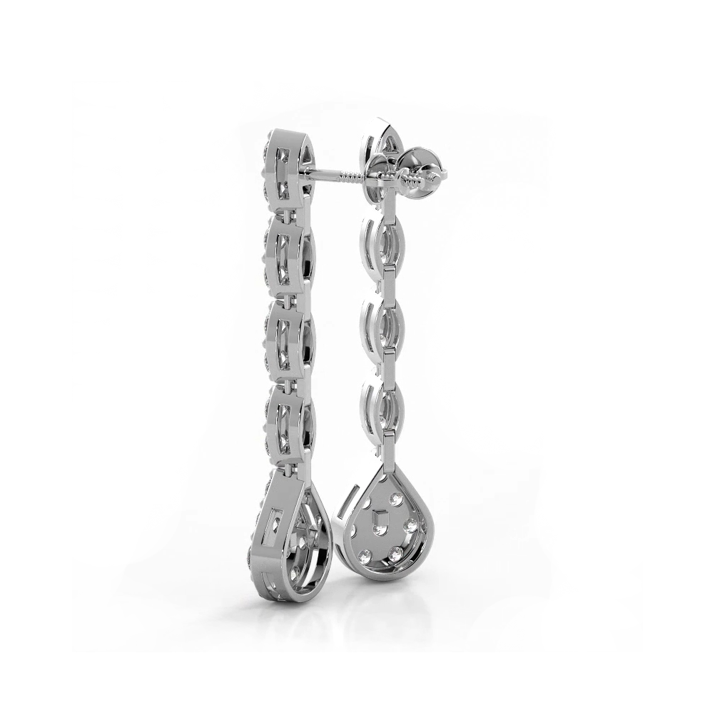 2.0 ctw. Round Diamond Sparkling Pear Drop Cluster Earrings - 14K White Gold - H-I Color I1-I2 Clarity