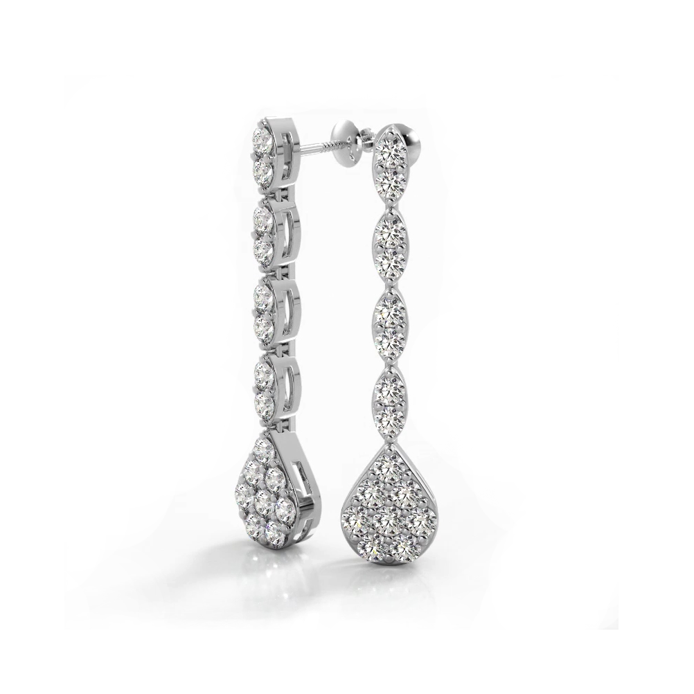 2.0 ctw. Round Diamond Sparkling Pear Drop Cluster Earrings - 14K Yellow Gold - E-F Color VS1-VS2 Clarity