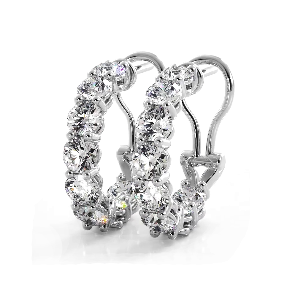 3.0 ctw. Diamond Hoop Earrings With Open Omega Backs