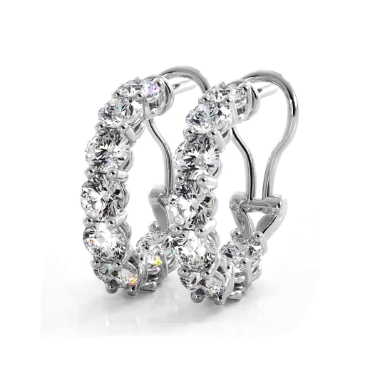 3.0 ctw. Diamond Hoop Earrings With Open Omega Backs
