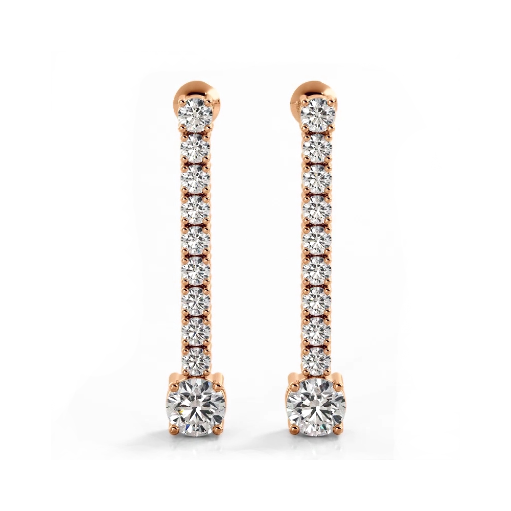 1.35 ctw. Round Diamonds Dangle Drop Earrings - 14K Yellow Gold - F-G Color VS1-VS2 Clarity