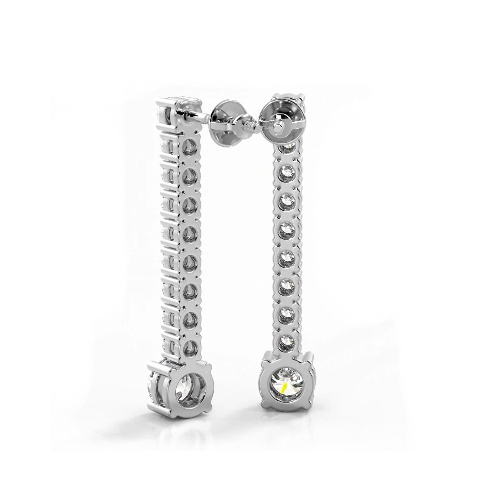 1.35 ctw. Round Diamonds Dangle Drop Earrings - 14K White Gold - F-G Color VS1-VS2 Clarity