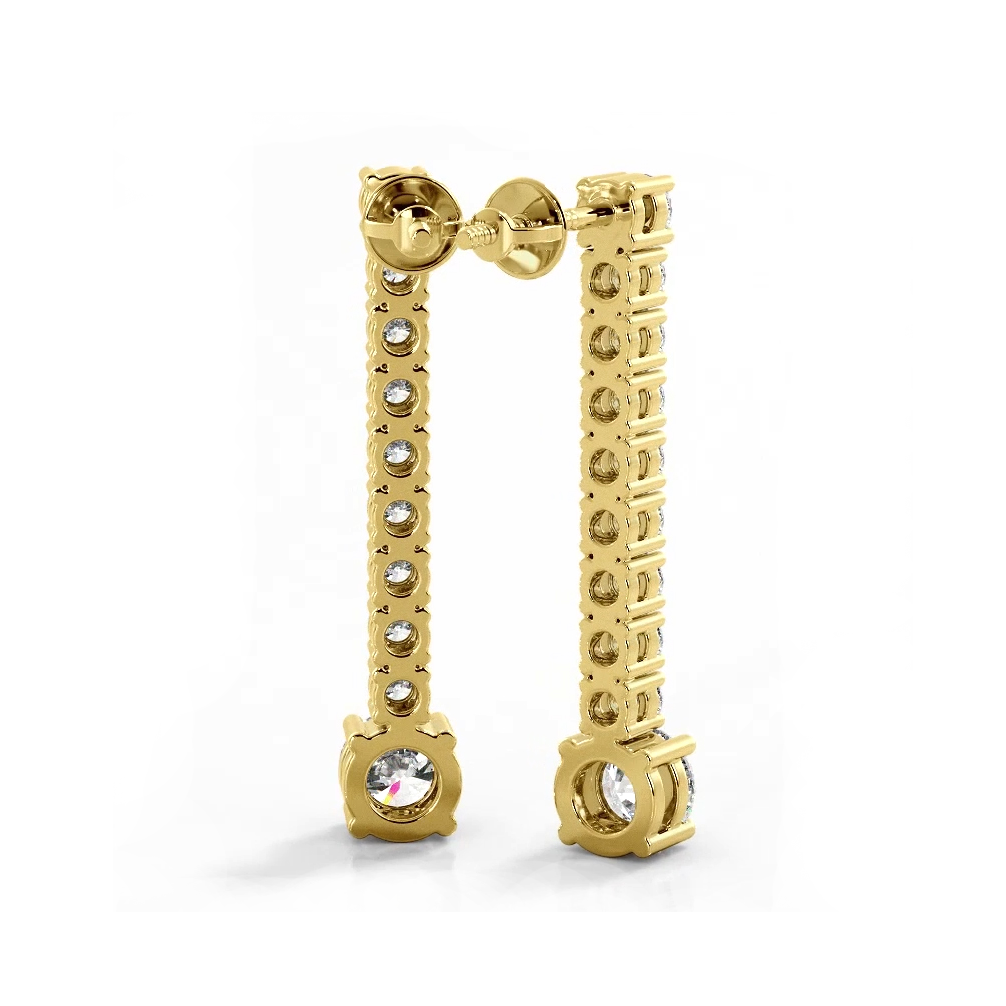 1.35 ctw. Round Diamonds Dangle Drop Earrings - 14K Yellow Gold - G-H Color SI1-SI2 Clarity