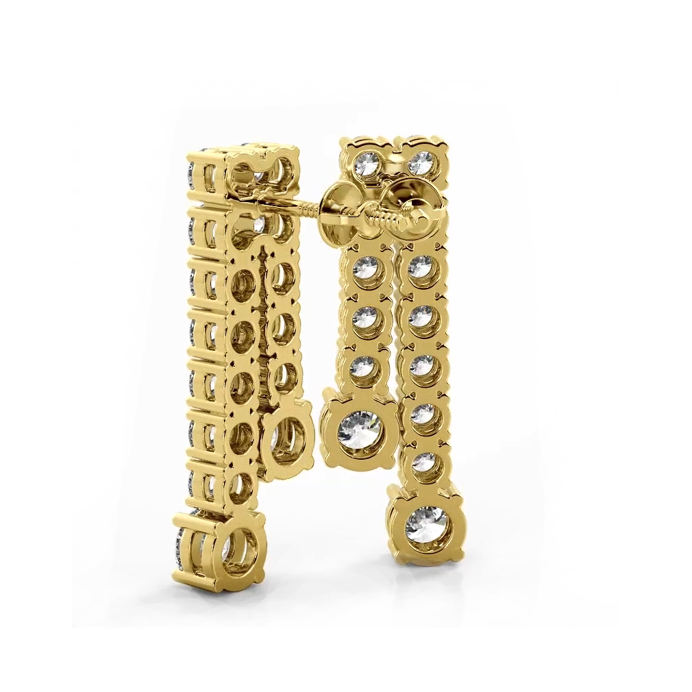 1.70 ctw. Double Strand Diamond Dangle Earrings - 14K Yellow Gold - G-H Color SI1-SI2 Clarity