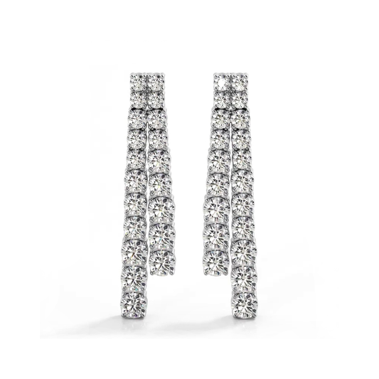 2.50 ctw. Graduated Round Diamond Two Row Drop Earrings