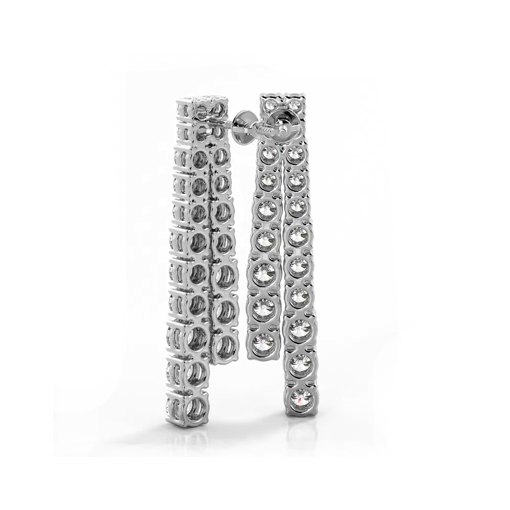 2.50 ctw. Graduated Round Diamond Two Row Drop Earrings - 14K White Gold - G-H Color SI1-SI2 Clarity