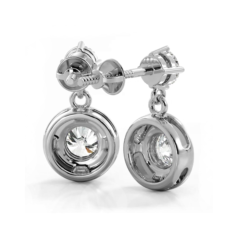 1.0 ctw. Round Diamond Heavenly Halo Drop Earrings - 14K White Gold - F-G Color VS1-VS2 Clarity
