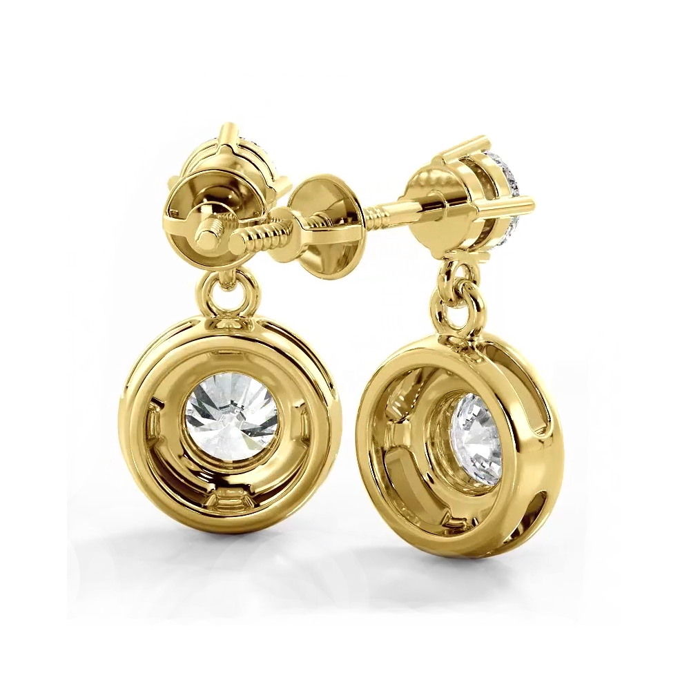 1.0 ctw. Round Diamond Heavenly Halo Drop Earrings - 14K Yellow Gold - G-H Color SI1-SI2 Clarity