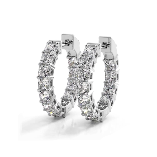 3.50 ctw. Princess Cut Diamond Hoop Earrings