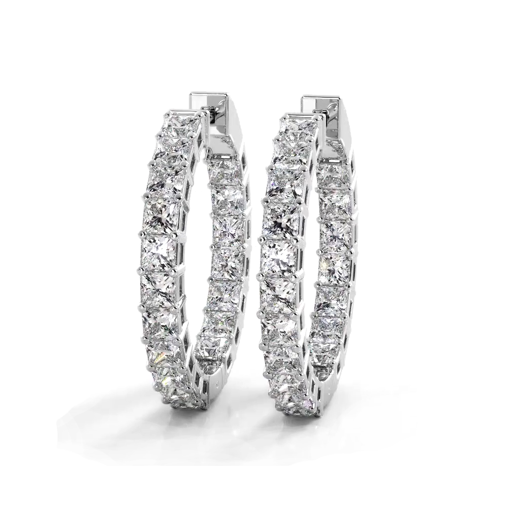 Classic 5.50 ctw. Princess Cut Diamond Hoop Earrings