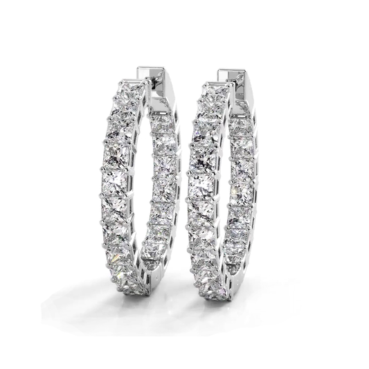 Classic 5.50 ctw. Princess Cut Diamond Hoop Earrings