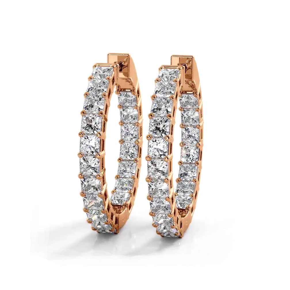 Classic 5.50 ctw. Princess Cut Diamond Hoop Earrings - 14K Yellow Gold - F-G Color VS1-VS2 Clarity