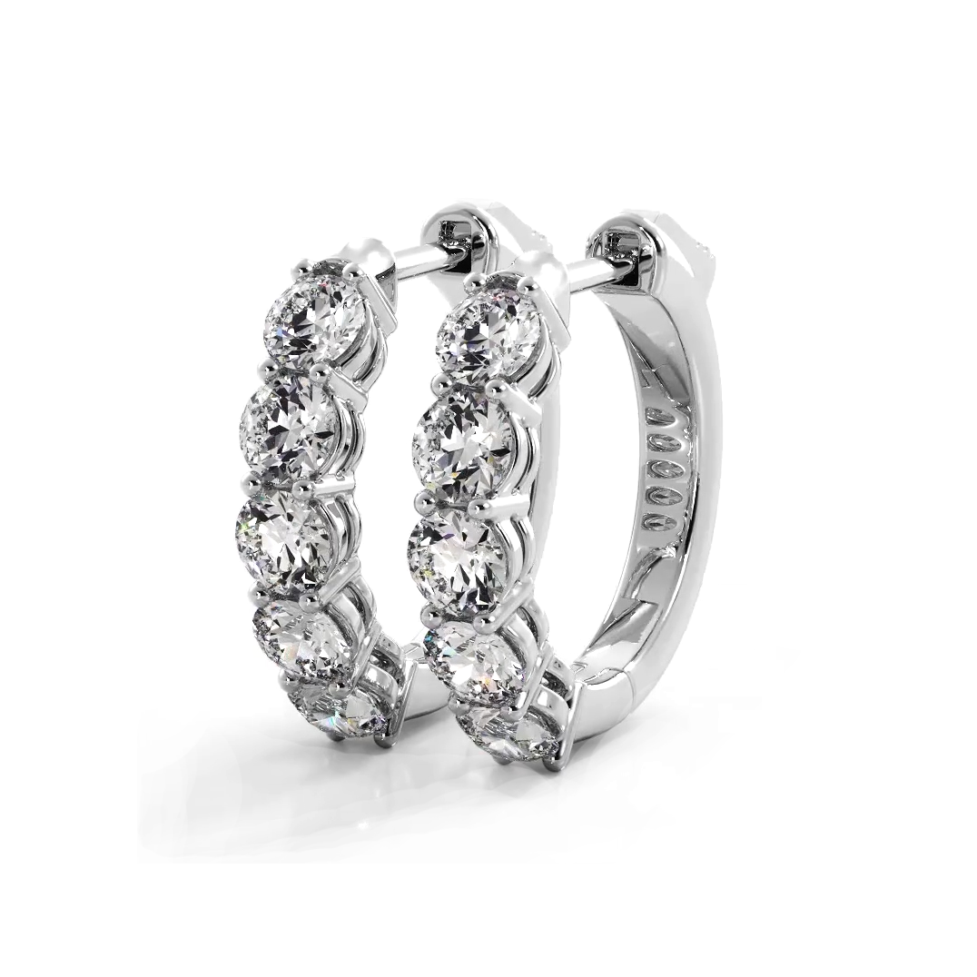 Classic 1.0 ctw. Five Stone Diamond Hoop Earrings
