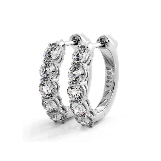 Classic 1.0 ctw. Five Stone Diamond Hoop Earrings
