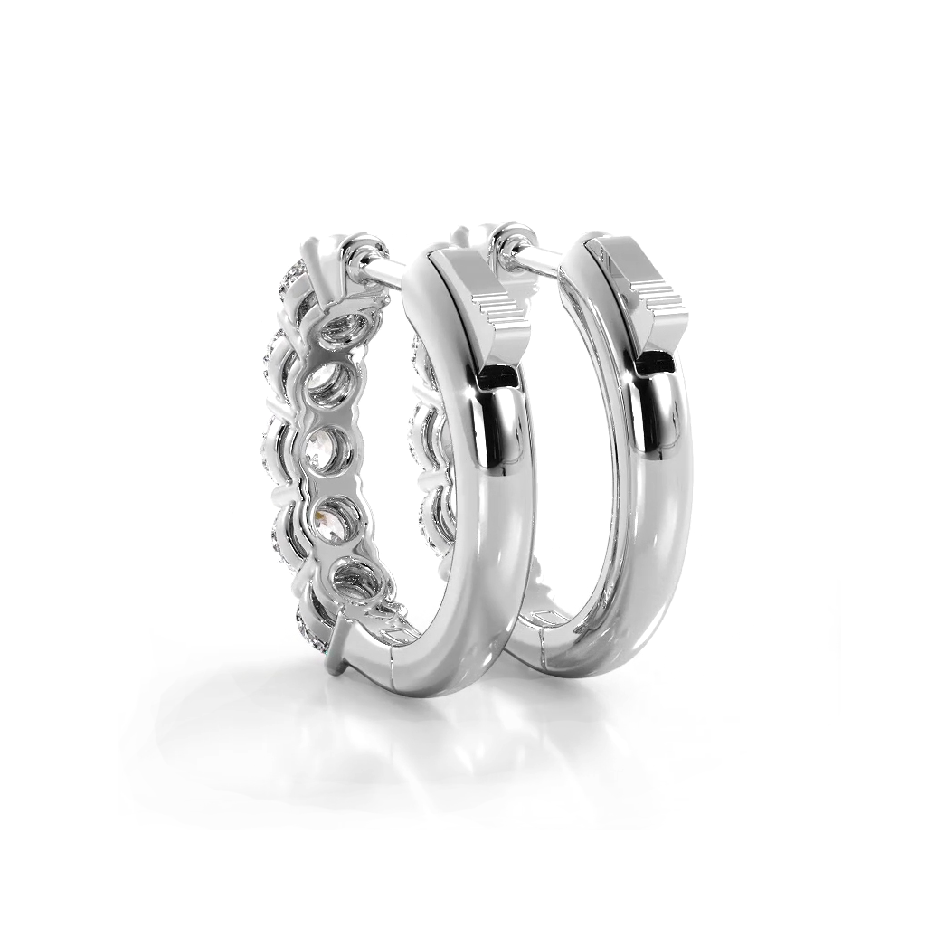 Classic 1.0 ctw. Five Stone Diamond Hoop Earrings - 14K White Gold - F-G Color VS1-VS2 Clarity