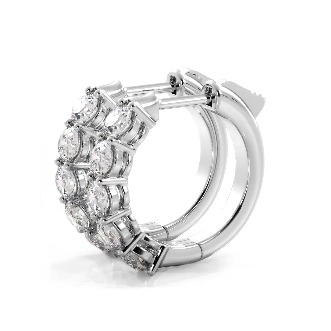 Classic 1.0 ctw. Five Stone Diamond Hoop Earrings - 14K White Gold - H-I Color I1-I2 Clarity