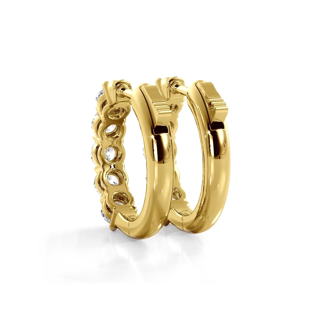 Classic 1.0 ctw. Five Stone Diamond Hoop Earrings - 14K Yellow Gold - G-H Color SI1-SI2 Clarity