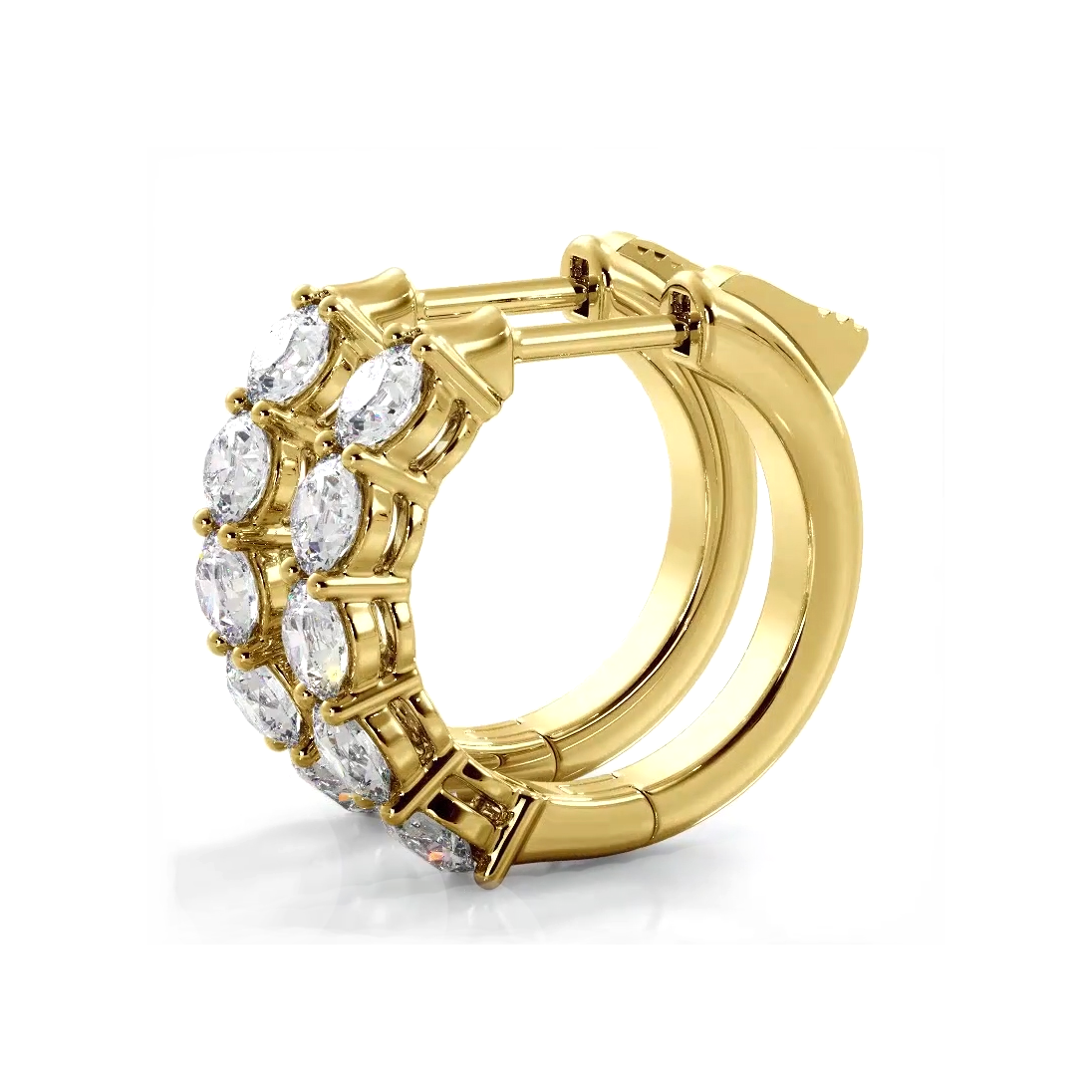 Classic 1.0 ctw. Five Stone Diamond Hoop Earrings - 14K Yellow Gold - H-I Color I1-I2 Clarity