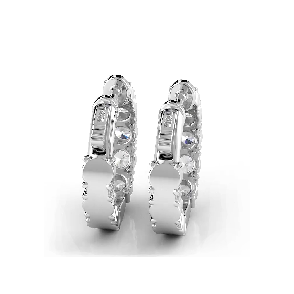 1.0 ctw. Diamond Hoop Earrings Crown  Style Setting - 14K White Gold - F-G Color VS1-VS2 Clarity