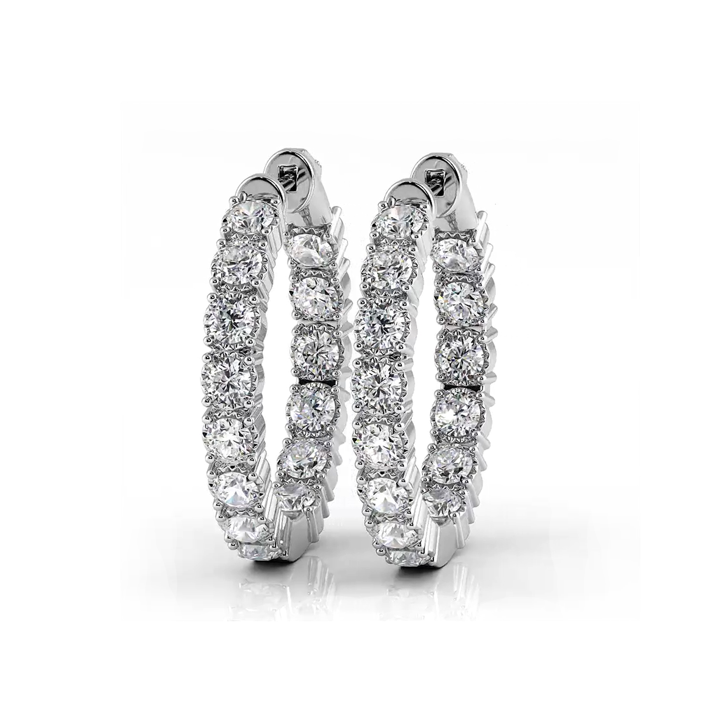 1.50 ctw. Round Diamond Hoop Earrings Crown Style Setting