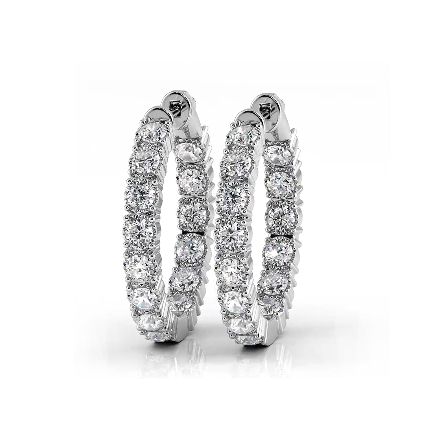 1.50 ctw. Round Diamond Hoop Earrings Crown Style Setting