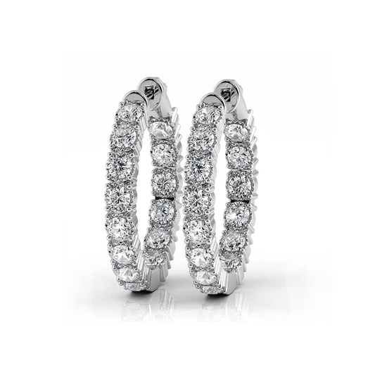 1.50 ctw. Round Diamond Hoop Earrings Crown Style Setting