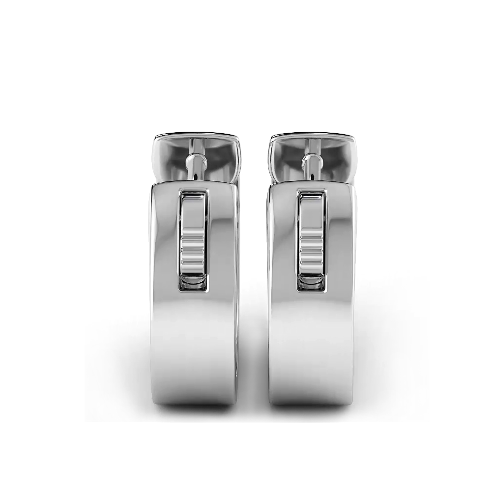 Three Row  1.0 ctw. Diamond Hoop Earrings Huggie Style - 14K White Gold - F-G Color VS1-VS2 Clarity