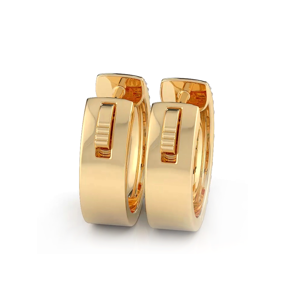 Three Row Round and Baguette Diamond Hoop Earrings Huggie Style - 14K Rose Gold - E-F Color VS1-VS2 Clarity